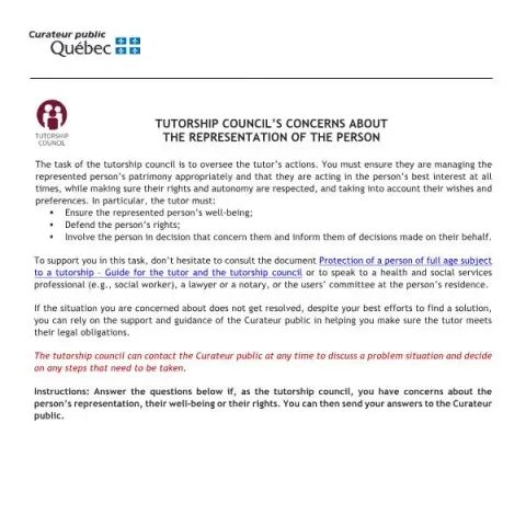 Document preview: Understanding the Curateur Public's Official Form for Representation — Legal & justice