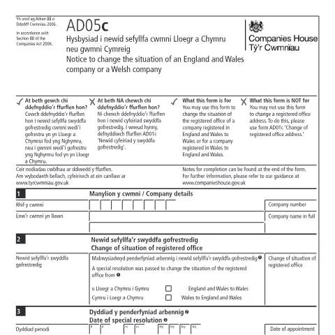 Document preview: Understanding the AD05c Form for Company Changes — Business