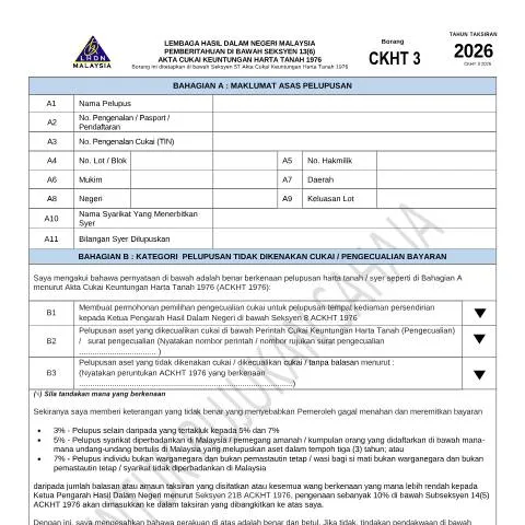 Document preview: Panduan Lengkap Borang CKHT 3 untuk Cukai Harta Tanah — Cukai & percukaian (CERFA n°CKHT 3)