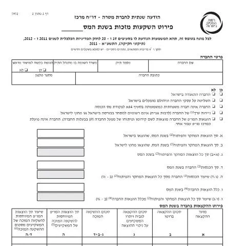 Document preview: הגשת דוח מס שנתי 2019 באמצעות טופס 1301 — Taxes (CERFA n°itc5952)