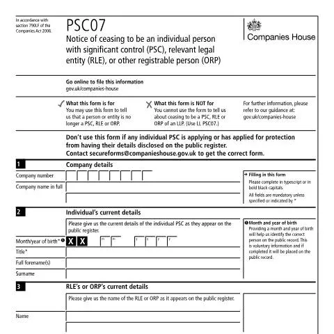 Document preview: How to File PSC07 When Controllers Leave Your UK Company — Government & admin