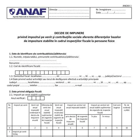Document preview: Importanța Deciziei de Impunere A1_OPANAF_3771/2015 — Impozite & fiscalitate (CERFA n°A1_OPANAF_3771_2015)