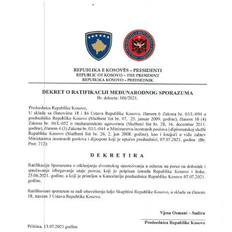 Document preview: Ključni Dokument za Eliminisanje Dvostrukog Oporezivanja — Tatime & fiskalitet