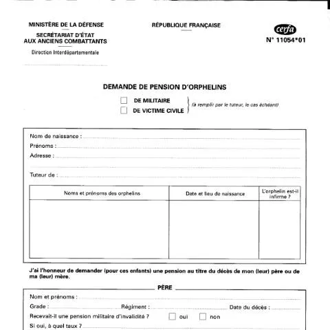 Aperçu du document Demande de pension d'orphelins : un droit méconnu des enfants de — Famille (CERFA n°11054*01)
