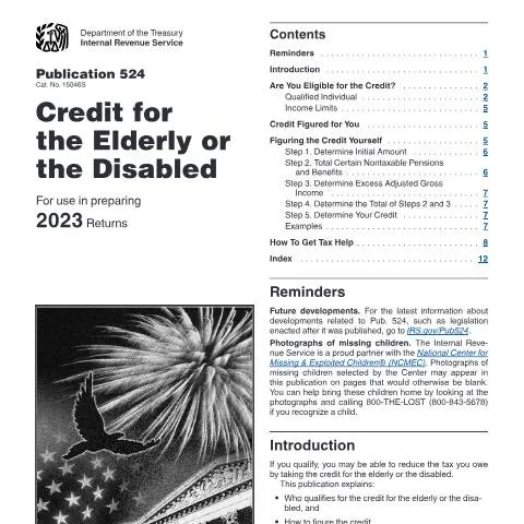 Document preview: Understanding IRS Publication 524: A Guide to Tax Credits — Taxes (CERFA n°PUB-524)