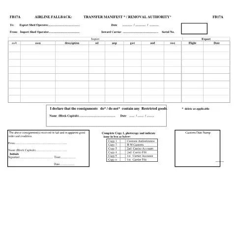 Document preview: The Role of FB17A in Air Freight Compliance — Government & admin