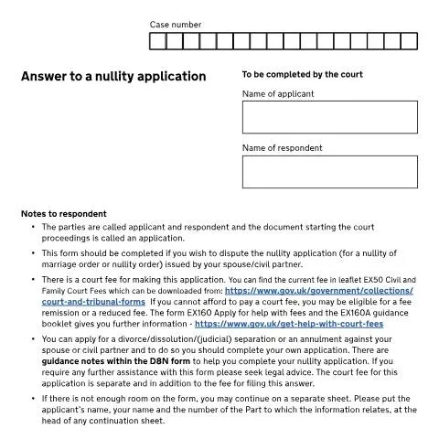 Document preview: Guide to Completing the D8BN Form for Nullity Applications — Legal & justice
