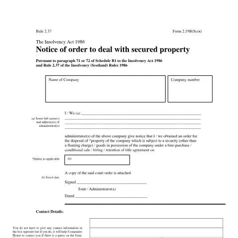 Document preview: Understanding Form 2.19B in Scottish Insolvency — Government & admin
