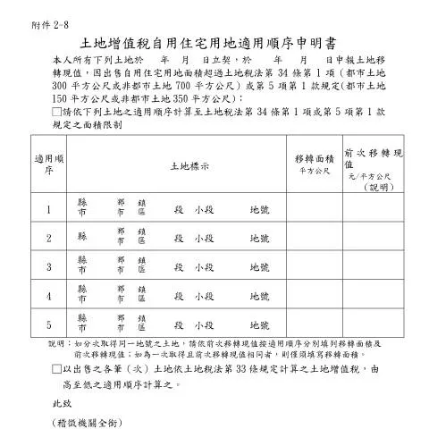 Document preview: 深入解析土地增值稅自用住宅用地適用順序申明書 — Taxes (CERFA n°土地增值稅自用住宅用地適用順序申明書)