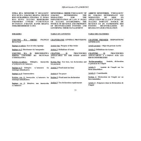Document preview: Implementation of Rwanda Law 59.1 on Decentralized Revenue and — Government & admin (CERFA n°ministerial_order_implementing_law_59.1_split)