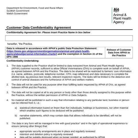 Document preview: Understanding the OV32 Confidentiality Agreement for Veterinarians — Government & admin
