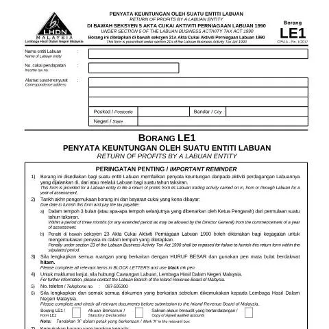 Document preview: Mengapa Borang LE1 Penting untuk Perniagaan di Labuan? — Perniagaan & profesional