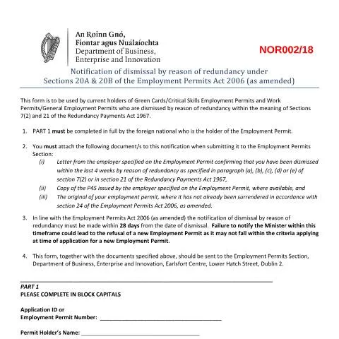 Document preview: Understanding Redundancy Notifications for Irish Employment Permit — Work & employment