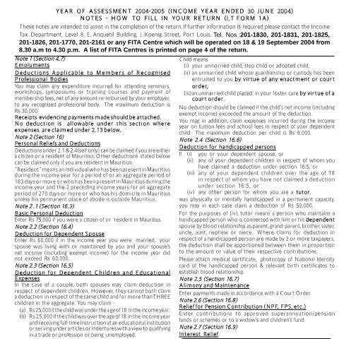 Document preview: Understanding the Individual Return 1A Form in Mauritius — Taxes (ind1a04n)