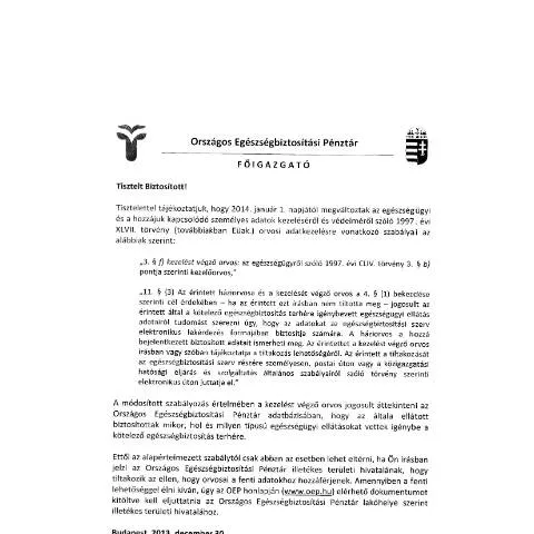 Document preview: Egészségbiztosítási adatok kezelése és védelme Magyarországon — Egészség (CERFA n°AV.64.3.U)