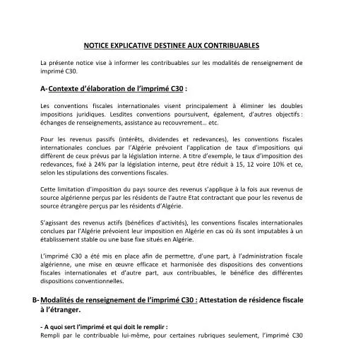 Aperçu du document Comprendre la note explicative de l'imprimé Cn°30 — Impôts & fiscalité (CERFA n°CFIC30noteexplicativec30 Note explicative de l imprime Cn30)