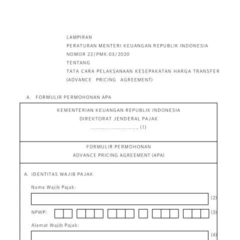 Document preview: Panduan Lengkap Mengisi Formulir Permohonan dalam Rangka APA — Pajak & perpajakan (CERFA n°ID-DJP-Formulir-Permohonan-APA)