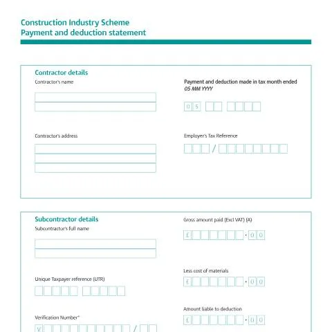 Document preview: Construction Industry Scheme Payment and Deduction Statement Explained — Taxes