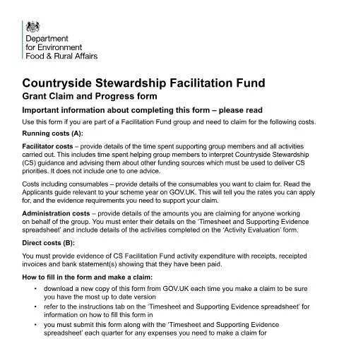 Document preview: Navigating the Countryside Stewardship Facilitation Fund — Government & admin
