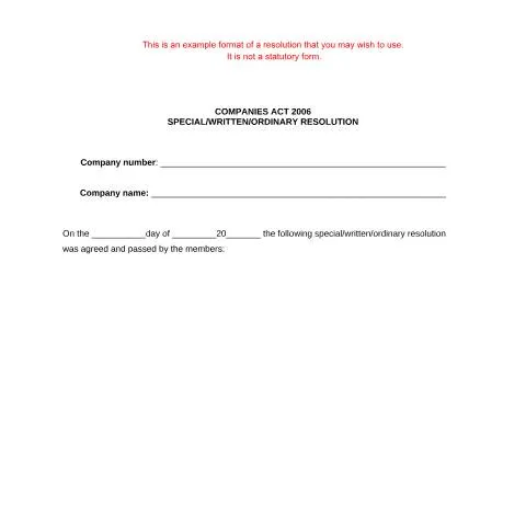 Document preview: Understanding the Notice of a Resolution Filed with Companies House — Business