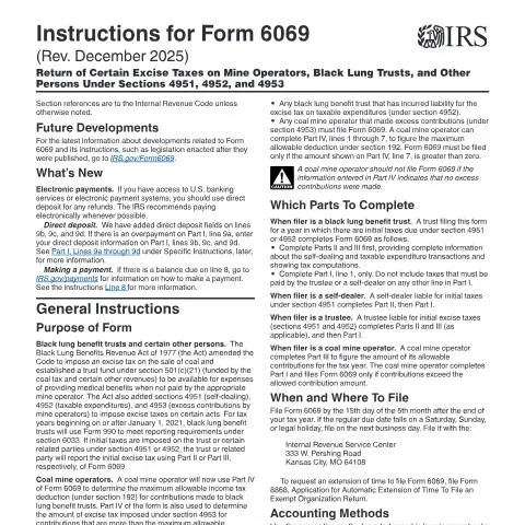 Document preview: Comprehensive Overview of IRS Form 6069 Instructions — Taxes (CERFA n°INST-6069)