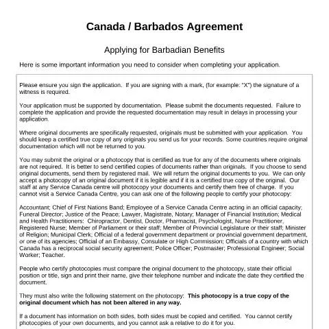 Document preview: Unlock Your Benefits with the Barbados/Canada Agreement — Health (CERFA n°CAN-BAR_1)
