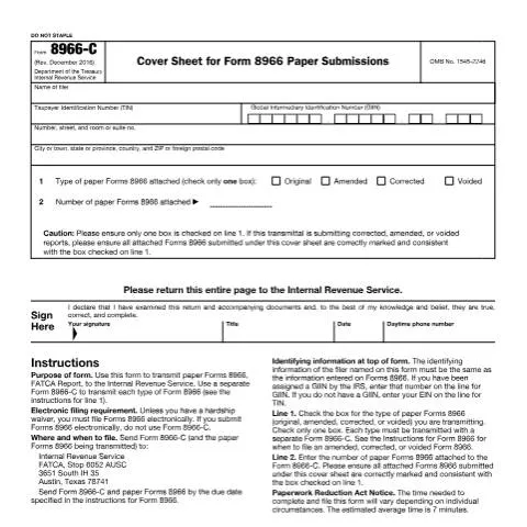 Document preview: Mastering IRS Form 8966-C for Effective Reporting — Taxes (CERFA n°8966C)
