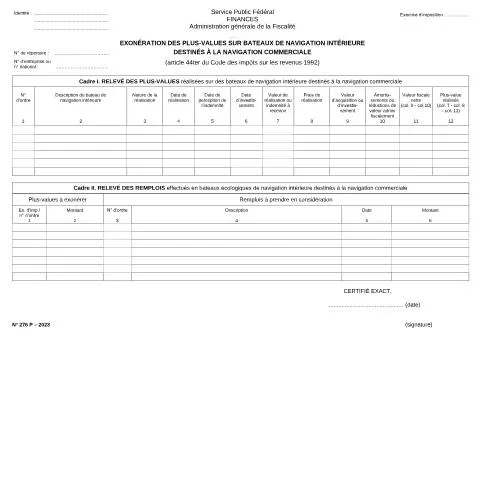 Aperçu du document Comprendre l'Exonération des Plus-Values sur les Bateaux Commercials — Impôts & fiscalité (CERFA n°155-276p)