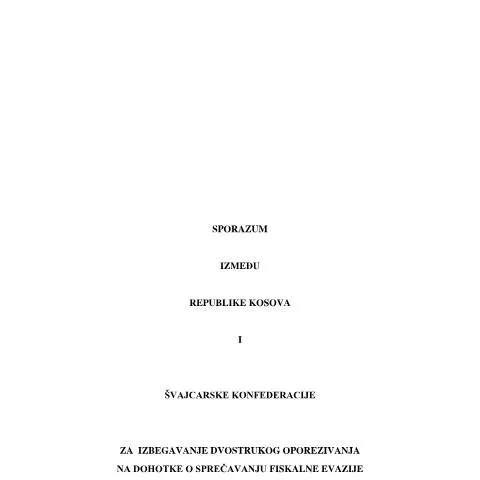 Document preview: Rëndësia e Preuzimanje ugovora për Kosovën dhe Zvicrën — Tatime & fiskalitet