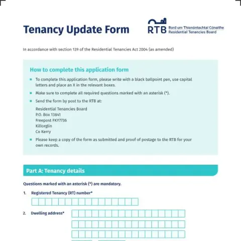 Document preview: Update Your Tenancy Details with the Residential Tenancies Board — Housing (TUF Form)