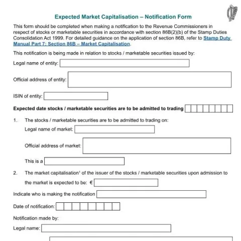 Document preview: Notification Form for Expected Market Capitalisation — Taxes (RPC020136_EN_WB_L_1)