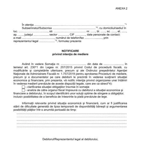 Document preview: Rolul Notificării OPANAF 1757/2019 în Medierea Datoriilor — Formalități administrative (CERFA n°A2_OPANAF_1757_2019)