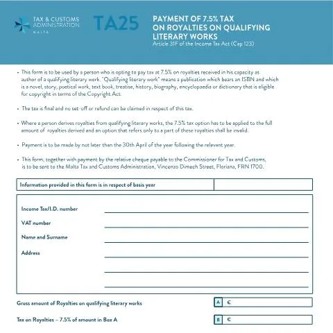 Document preview: A Comprehensive Guide to the TA25 Income Tax Form — Taxes (CERFA n°ta25)