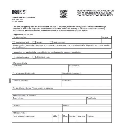 Document preview: Rajoitetusti verovelvollisten Vero 5057 -hakemus — Verot & verotus (CERFA n°Vero 5057)
