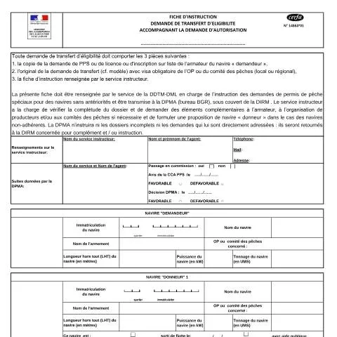 Aperçu du document Comment effectuer un transfert d'éligibilité pour permis de pêche — Démarches administratives (CERFA n°14553*01)