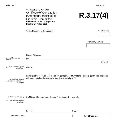 Document preview: Understanding the Amend Certificate of Constitution of Creditors' — Government & admin