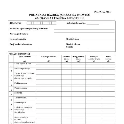 Document preview: Razumijevanje prijave za porez na imovinu — Porezi i fiskalnost (CERFA n°PR-I)