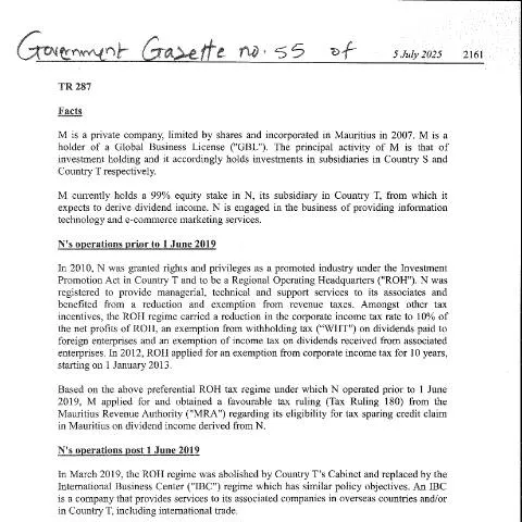 Document preview: The Importance of TR 287 in Corporate Taxation — Government & admin (TR287)