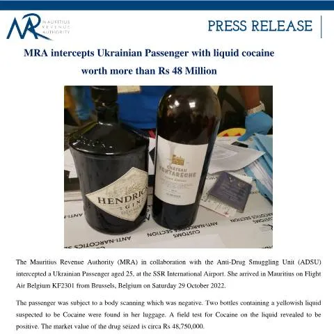 Document preview: Legal Framework Behind MRA's Drug Interception at SSR Airport — Government & admin (PressRelease301022)