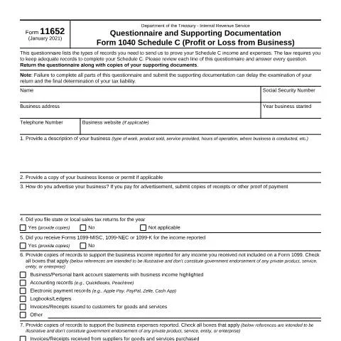 Document preview: A Comprehensive Guide to IRS Form 11652 for Business Owners — Taxes (CERFA n°11652)