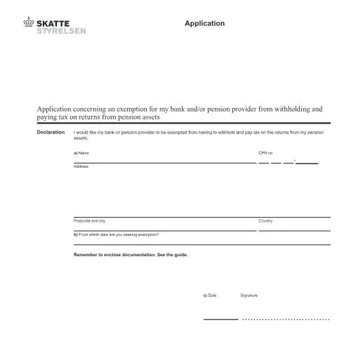 Document preview: Søg om fritagelse for skat på pensionsafkast i Danmark — Skatter & skat (CERFA n°07.058)