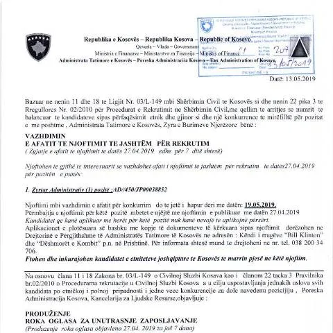 Document preview: Roli i Formularit të Njoftimit të Jashtëm për Rekrutimin — Punë & punësim