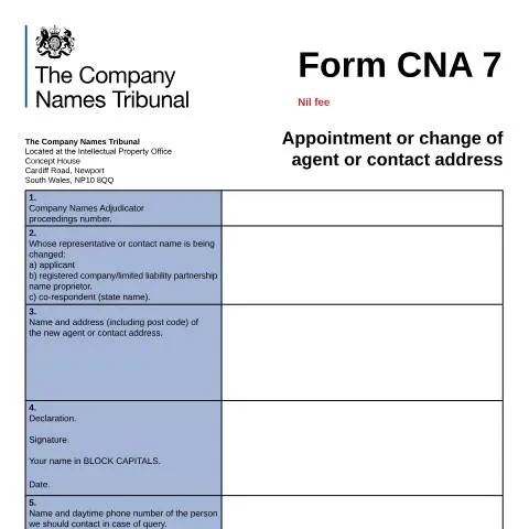 Document preview: Understanding CNA 7: Appointment or Change of Agent or Contact Address — Legal & justice