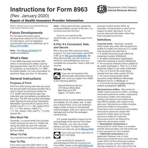 Document preview: Understanding IRS Form 8963 Instructions for Health Providers — Taxes (CERFA n°INST-8963)