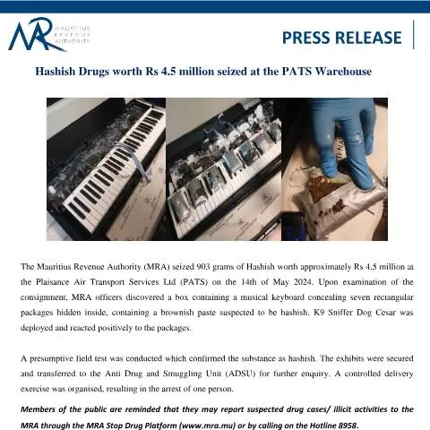 Document preview: Understanding the Impact of the Recent Hashish Seizure at PATS — Government & admin (CERFA n°PressRelease160524)