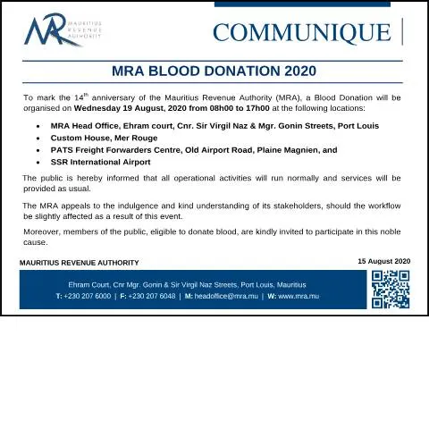 Document preview: Participate in the MRA Blood Donation Drive 2020 — Government & admin (BloodDonation2020)