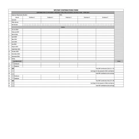 Document preview: Comprehensive Guide to NPF/NSF Contributions Form — Taxes (NPF040315)