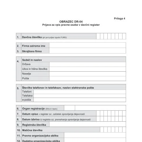 Document preview: Kako izpolniti obrazec DR-04 za davčni register? — Davki & obdavčitev (CERFA n°DR-04)