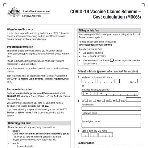 Document preview: Understanding the COVID-19 Vaccine Claims Scheme Cost Calculation Form — Health (CERFA n°MO065)