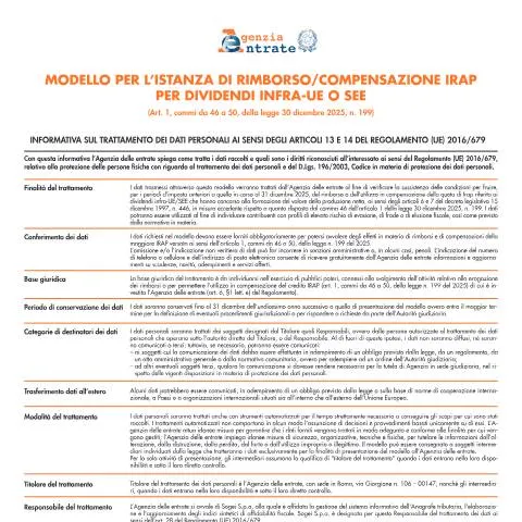 Anteprima documento Rimborso IRAP per dividendi infra-UE/SEE: guida e procedura — Tasse e fisco